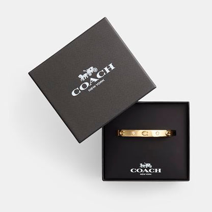COACH Women's Signature C Logo Hinged Bangle Bracelet - color: Gold
