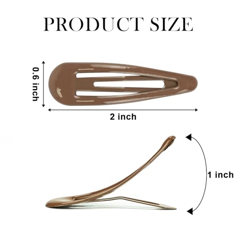 40pcs Snap Hair Clips, 2'' Hair Clip, Non-slip Brown Hairpin Accessories for Women Girls, Metal Barrettes for Styling, Brown - color: 2'' Brown