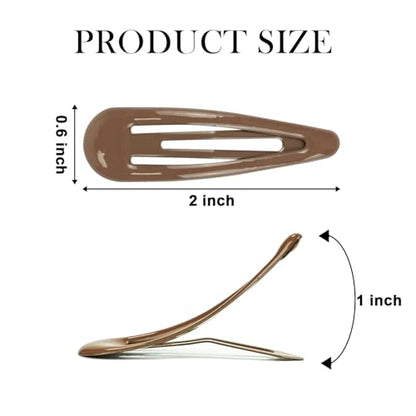 40pcs Snap Hair Clips, 2'' Hair Clip, Non-slip Brown Hairpin Accessories for Women Girls, Metal Barrettes for Styling, Brown - color: 2'' Brown