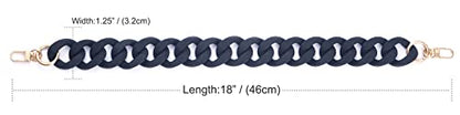 AUMEY Large Flat Chain Strap - Acrylic Luxury Handbag Strap Fashionable Replacement Purse Clutches Handles for DIY Crafts, 15.7 inch of Each … (02- Black) - color: 02- Black
