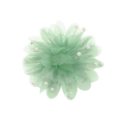 13cm/5in Beaded Mesh Flower Brooch Pin for Women Girls Dainty Round Shell Pearl Ball Beads Camellia Peony Flowers Brooches Lapel Hair Pins Elegant Wedding Anniversary Accessories Jewelry - color: Green