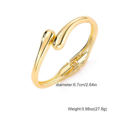 Chunky Gold Bangle Bracelets for Women Stack Wide Wrist Bracelets Gold Stackable Bracelets Jewelry - style: style1