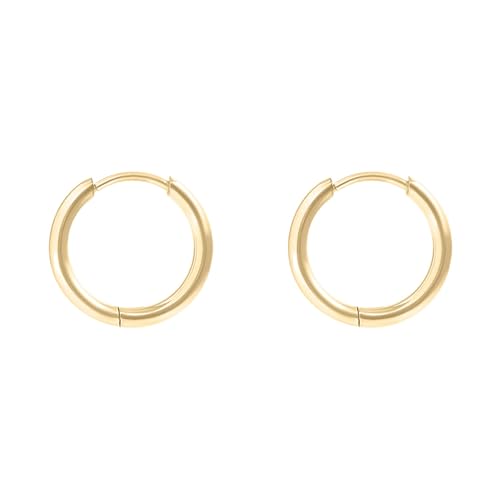 18K Gold Plated Huggie Hoop Earrings, Classic Round Waterproof Hoops, Hypoallergenic Stainless Steel, Lightweight Stackable Earrings for Women, Multiple Sizes - color: Classic - 8mm