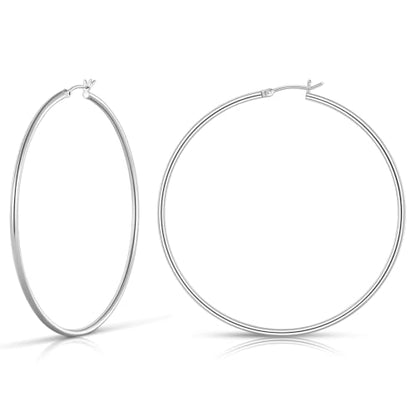 Gacimy Gold Hoop Earrings for Women 14K Real Gold Plated Hoops with 925 Sterling Silver Post - color: Silver, size: 70mm