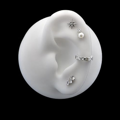 Limerencia G23 Pure Titanium Hypoallergenic Earrings | F136 Implant Grade Titanium Jewelry for Sensitive Ears - color: CZ + Pearl