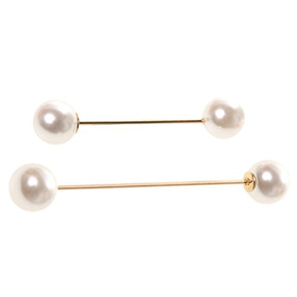 LoveinDIY 2-Piece Faux Pearl Brooch Pin Set, Alloy Scarf Clips for Wedding, Banquet, and Sweater Decoration