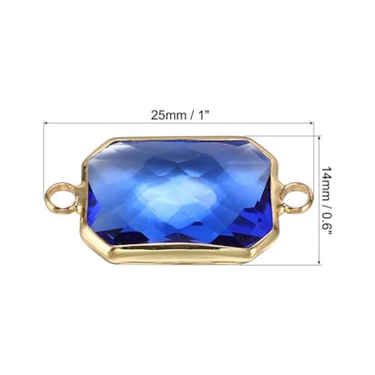 PATIKIL Birthstone Connector Link, Diamond Clear Charm Links, Glass Jewelry Findings Crystal Bead Link for Drop Dangle Pendants Necklace Bracelet Earring - color: Dark Blue