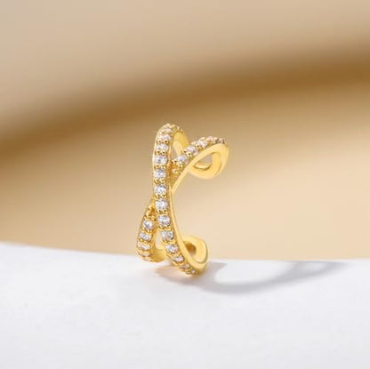Solid 14K Gold Ear Cuff Earring for Women,14kt Real Gold Ear Cuff Hypoallergenic Non Piercing Cartilage Earring Jewelry Gifts for Christmas Birthday Her Mother Wife - style: Style 0