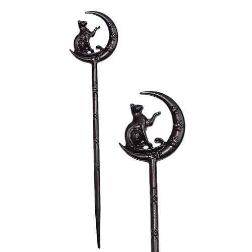 2PCS Halloween Hair Sticks For Women Gothic Moon Cat's Paw Print Hairpin Hair Styling Pins (CAZ1) - color: CAZ1