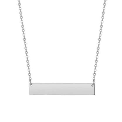 Rockyu Horizontal Bar Necklace for Women Gold Plated Stainless Steel Minimalist Bar Pendant with Shiny Rhinestone Adjustable Chain 18 Inch Jewelry Christmas New Year Gift (Silver)
