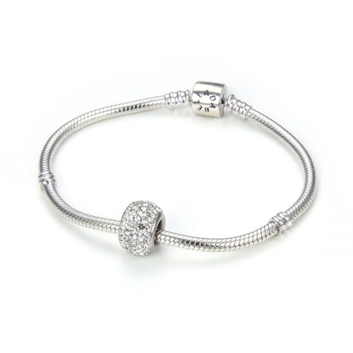 Adabele 1pc Solid 925 Sterling Silver Jan-Dec Birthstone Bead Charm - color: April