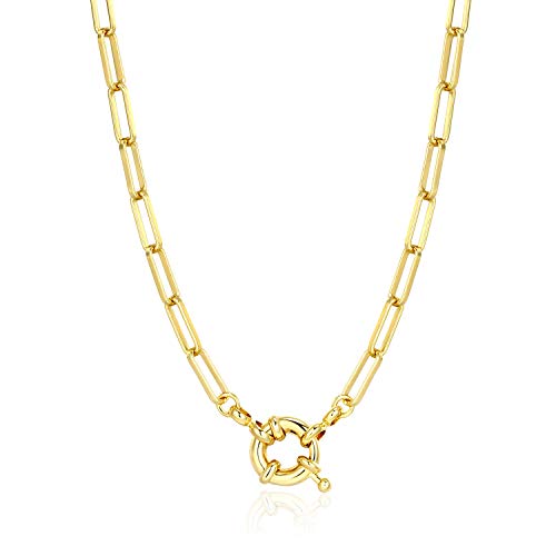 Lock Necklace for Women Paperclip Link Chain Padlock Necklace Non-Tarnish - color: Gold - 20 Inches Chain Necklace