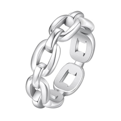 VNOX 18K Gold Plated/Silver Stainless Steel Cuff Link Ring for Women - color: Silver-Link