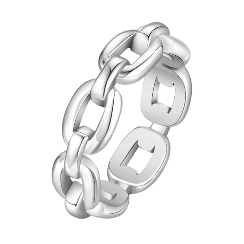VNOX 18K Gold Plated/Silver Stainless Steel Cuff Link Ring for Women - color: Silver-Link