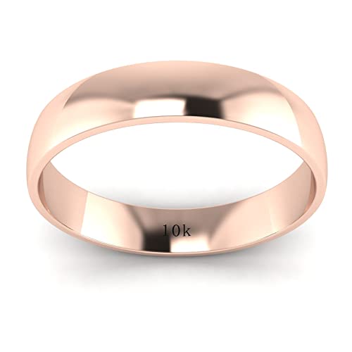 LANDA JEWEL Unisex Solid 10k White Rose Yellow Gold 4mm Comfort Traditional Highly Polished Wedding Ring Plain Band - color: Red