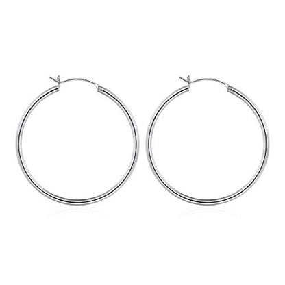 M MOOHAM Hoop Earrings for Women, Hypoallergenic 14K Gold Plated Earrings | Gold Plated Hoop Earrings Set for Sensitive Ears, Earring Stack for Women Trendy, Jewelry Gifts Lightweight 13-60mm - color: 2pcs-40mm-silver-plated