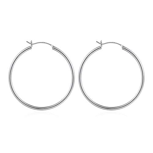 M MOOHAM Hoop Earrings for Women, Hypoallergenic 14K Gold Plated Earrings | Gold Plated Hoop Earrings Set for Sensitive Ears, Earring Stack for Women Trendy, Jewelry Gifts Lightweight 13-60mm - color: 2pcs-40mm-silver-plated
