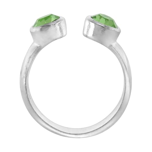 Sterling Silver Birthstone Colors Crystal Toe Ring for Women Open Top Midi Ring Knuckle Ring Adjustable sizes 2 to 4 - style: Peridot Green
