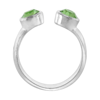 Sterling Silver Birthstone Colors Crystal Toe Ring for Women Open Top Midi Ring Knuckle Ring Adjustable sizes 2 to 4 - style: Peridot Green