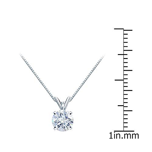 1/2 to 3 1/2 Carat Round Moissanite Solitaire Pendant Necklace in 14k Gold (H-I, cttw) 4-Prong 16 to 18 Inch Adjustable Chain Spring Ring by Diamond Wish