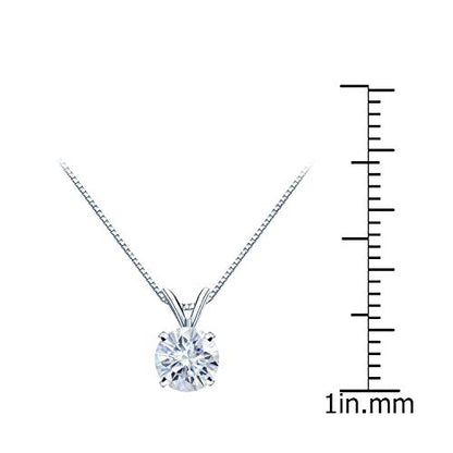 1/2 to 3 1/2 Carat Round Moissanite Solitaire Pendant Necklace in 14k Gold (H-I, cttw) 4-Prong 16 to 18 Inch Adjustable Chain Spring Ring by Diamond Wish