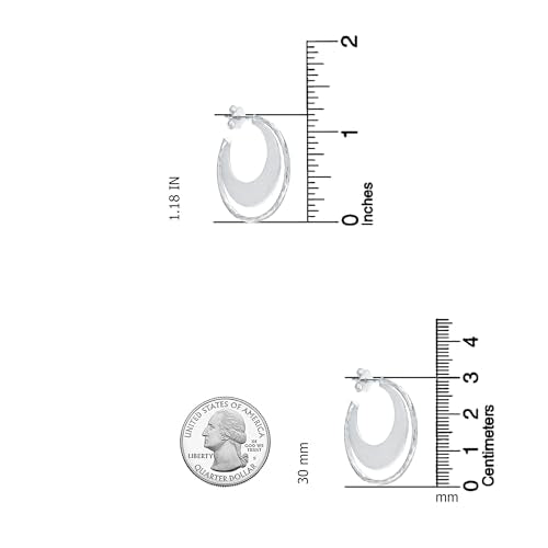LeCalla Real 925 Sterling Silver C Hoop Earrings | Lightweight Small Hoops Italian Half Earring Hoops for Women - color: Double Layer Twisted- 30mm