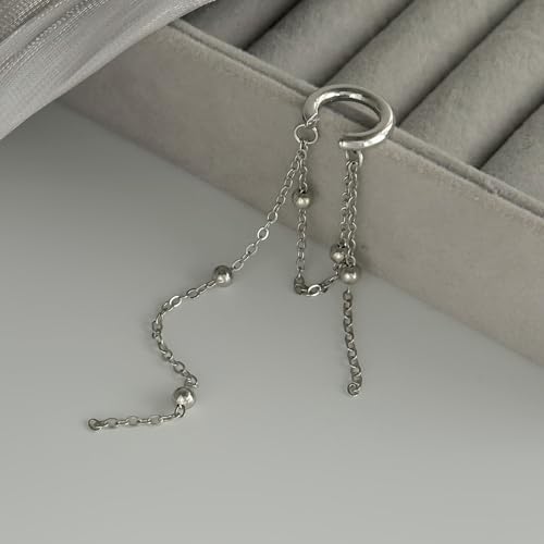 Heart Pearl Hoop Earrings Sliver Long Tassel Chain Huggie Hoop Earrings Pearl Beaded Drop Earring for Women Wedding Jewelry - color: bead