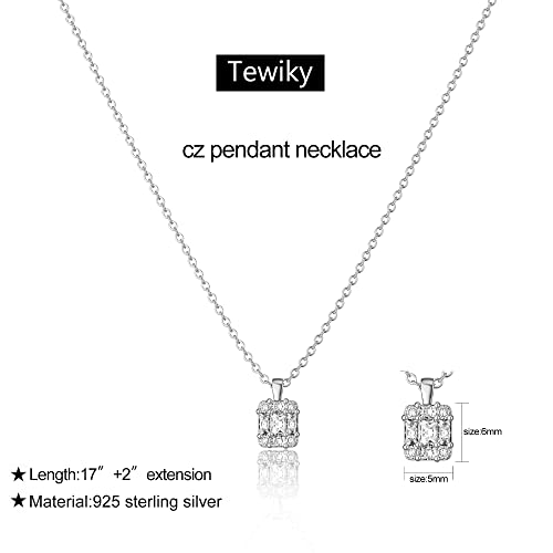 Tewiky Pendant Necklace for Women 14k Gold Plated Chain Choker Necklaces | Dainty Necklaces,Aesthetic Simple Necklace,Jewelry Gifts for Women - color: cz pendant silver