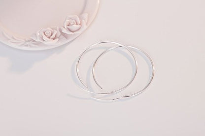 Chic 925 Sterling Silver Big Hoop Earrings Minimalist Round Circle Endless Large Huggie Hoops Statement Earrings 50/60/70/90mm Hypoallergenic Fashion Jewelry Gifts for Women Girls - style: 40mm