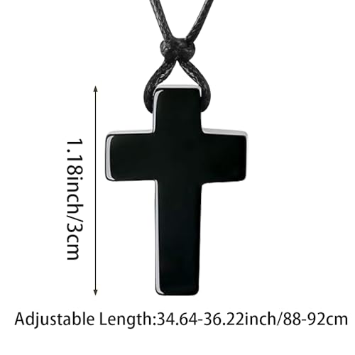 FANASY Natural Gemstone Pendant Necklace for Men Healing Crystal Pendant Adjustable Black Rope Necklace Jewelry Gifts for Women Men - color: Y- Style 1