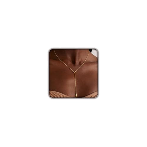 Lariat Gold Necklace for Women, Dainty Long Necklaces 14k Gold Plated Y-Shaped Layered Drop Necklaces for Women Trendy Simple Gold Jewelry for Prom Vacation Gifts - color: Drop Y Necklace-Gold