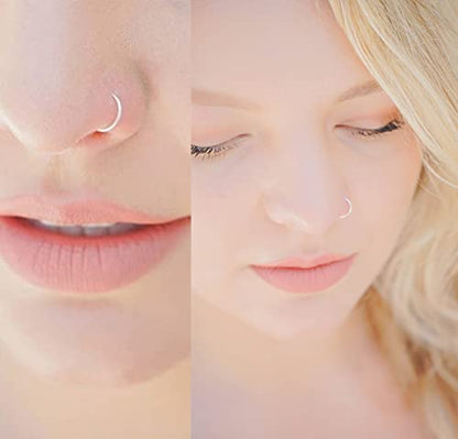 22G Thin Nose Rings Hoops 316L Surgical Steel Captive Bead Septum Nose Hoop Rings Eyebrow Lip Rings Cartilage Helix Rook Daith Earring Piercing Jewelry For Men Women 8mm - color: 6PCS-8MM-Mix Color #1