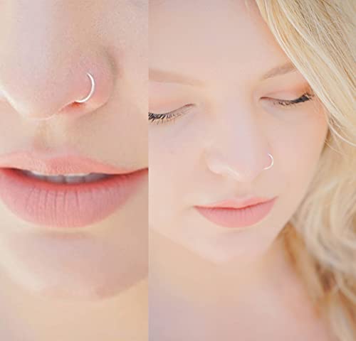 22G Thin Nose Rings Hoops 316L Surgical Steel Captive Bead Septum Nose Hoop Rings Eyebrow Lip Rings Cartilage Helix Rook Daith Earring Piercing Jewelry For Men Women 8mm - color: 6PCS-10MM-Mix Color #2