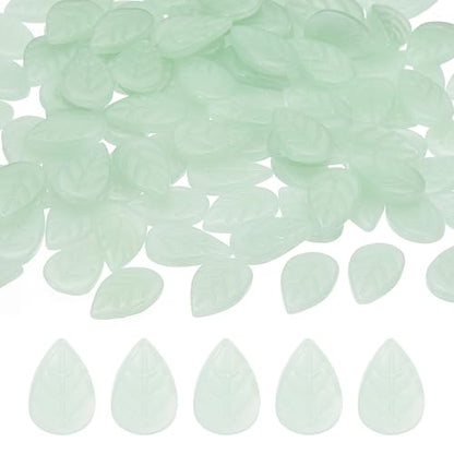 PATIKIL Leaf Beads, 50Pcs Crystal Translucent Czech Glass Beads for DIY Jewelry Making Bracelets Necklace, Light Jade Green - color: Light Jade Green