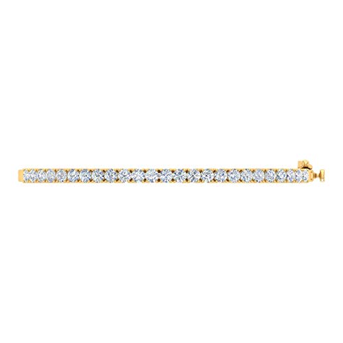 2 Carat 4 Prong Set Round Cut Natural Diamond Bangle Bracelet for Women 10K Gold (7 Inch) (I2I3 Clarity) - color: Yellow Gold