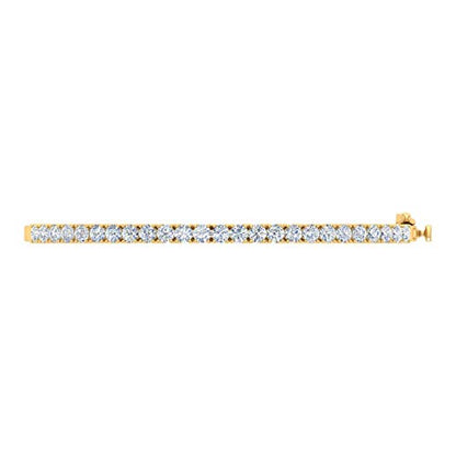 2 Carat 4 Prong Set Round Cut Natural Diamond Bangle Bracelet for Women 10K Gold (7 Inch) (I2I3 Clarity) - color: Yellow Gold