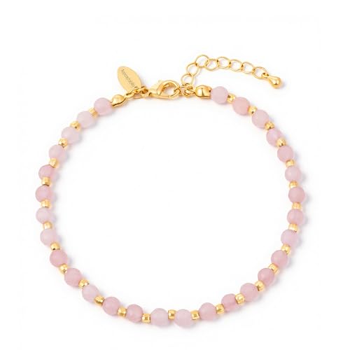 Inspirational Gifts Healing Natural Stone Bracelets for Women Anxiety Stress Relief Bracelet Handmade Jewelry for Friends Sister, Christmas Stocking Stuffers Thanksgiving Basket - color: Pink-Approachability