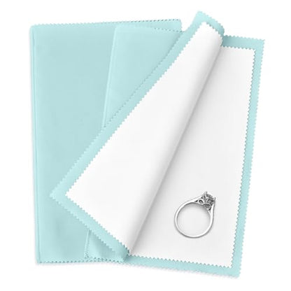 SEVENWELL Silver Polishing Cloth, 2PCS Large Jewelry Cleaning Cloths | Dual-Layer Cleaning, Large 10" × 12", Reusable, Removes Tarnish, Restores Shine, For Sterling Silver, Gold & Platinum - color: Turquoise