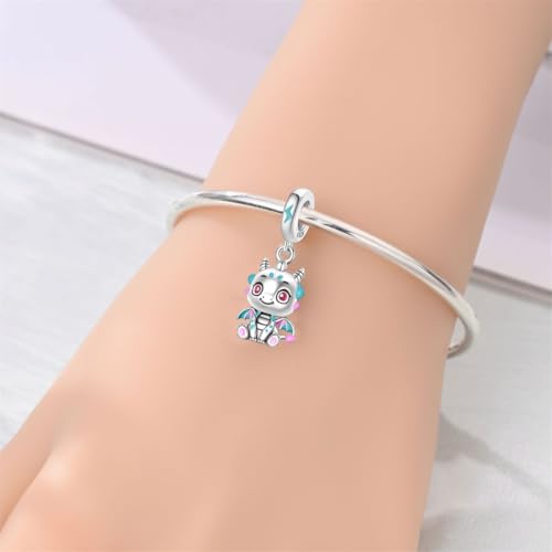 Charm for Bracelets and Necklaces Heart Cat Flower Boy 925 Sterling Silver Bead Birthday Jewelry Gift for Women - color: Cute Dragon Charm