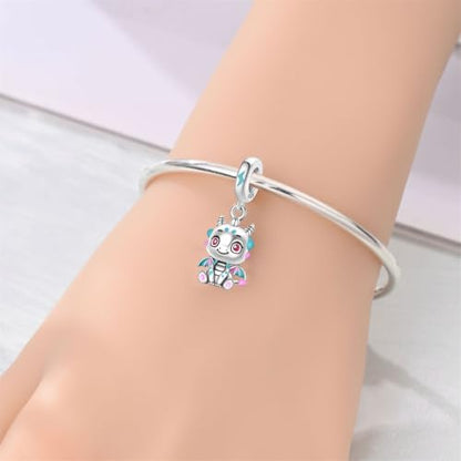 Charm for Bracelets and Necklaces Heart Cat Flower Boy 925 Sterling Silver Bead Birthday Jewelry Gift for Women - color: Cute Dragon Charm