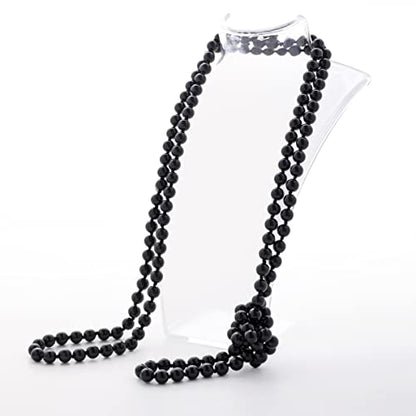 BABEYOND Long Pearl Necklace Faux Pearls Necklace Set Beaded Long Pearls Necklace 1920s Gatsby Costume Jewelry - color: Black