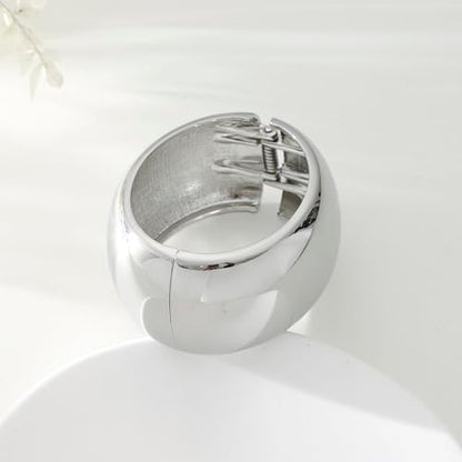 Bangle Bracelets for Women | 14K Gold Plated Trendy Wide Bracelets | Hinged Arm Cuff Bangles Chunky Bracelet for Women - color: Style F-Silver Plated Bangles