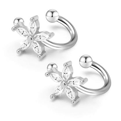 Ear Cuff Earrings with Fake Diamond for Women Non Piercing Fake Earring Cuff Clip On Earring Cuffs Non Pierced for Renaissance Costume,Rave Outfits,Birthday Dress,Women Gift - color: Silver