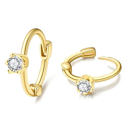 DAILY VIBES Dainty Butterfly Cross CZ Small Huggie Hoop Earrings for Women | Hypoallergenic, 14K Gold Plated Hoops, Tiny Cubic Zirconia, Cartilage Hoop Earrings for Women Trendy - color: Single Stone