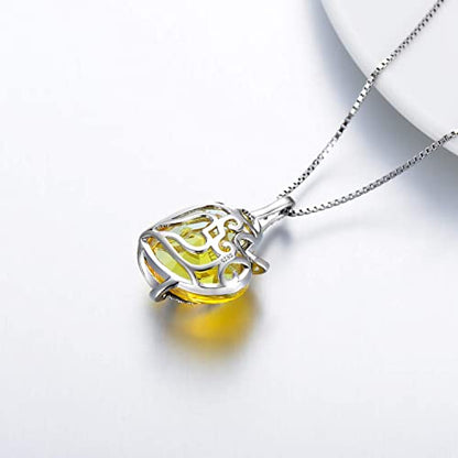 AOBOCO I Love You Sterling Silver 12 Birthstone Heart Pendant Necklace Embellished with Crystals from Austria, Mother's Day Anniversary Birthday Jewelry Christmas Gifts for Women Grandma Nana - color: L-November