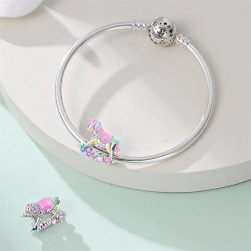 Charm for Bracelets and Necklaces, Heart Animals 925 Sterling Silver Bead Celestial Sun Moon Star Charms Jewelry Gift for Women Girls - color: Rocking Horse Charm