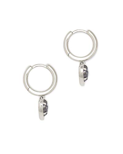 Kendra Scott Ari Heart Huggie Earrings for Women, Fashion Jewelry - color: RHODIUM - PLATINUM DRUSY