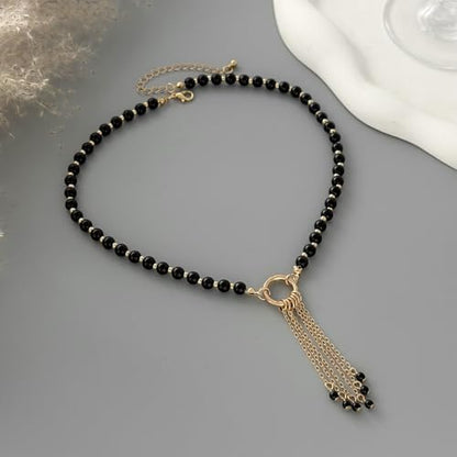 Gold Layered Necklace for Women Chunky Stacked Chain Link Paperclip Evil Eye Necklace Trendy Punk Jewelry - color: X-Round