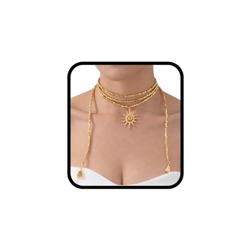 Green Beaded Lariat Necklace with Baroque Pearl Drops – Adjustable Wrap Y Style Jewelry, Beach and Bohemian Outfit Accessory for Women - color: Vintage Sun