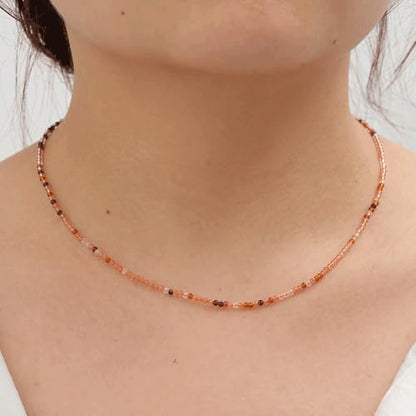 JSJOY Tiny Crystal Beaded Choker Necklaces for Women Colorful Beaded Necklace Dainty Choker Necklaces Simple Boho Jewelry Gifts for Teens Handmade Shining Bead Necklaces Gifts - color: Brown